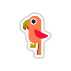 Vector illustration in paper sticker style baby parrot