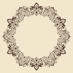 Vector fine floral round frame. Decorative element for invitations and cards. Border element
