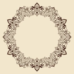 Vector fine floral round frame. Decorative element for invitations and cards. Border element