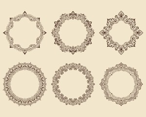 Vector fine floral round frame. Decorative element for invitations and cards. Border element