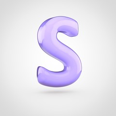 Naklejka premium Glossy violet paint letter S uppercase