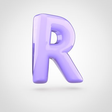 Glossy violet paint letter R uppercase