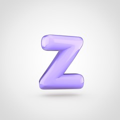 Glossy violet paint letter Z lowercase