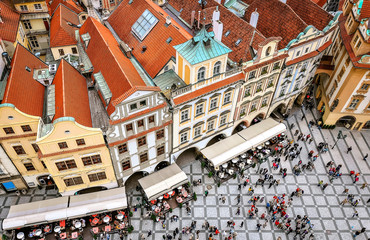 Prague historic center from the tower of town hall