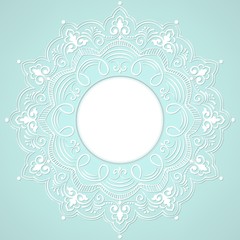 Vector ornamental round lace with damask and arabesque elements. Mehndi style. Orient traditional ornament. Zentangle-like round colored floral ornament.