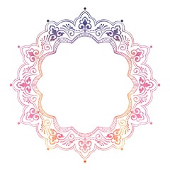 Vector ornamental round lace with damask and arabesque elements. Mehndi style. Orient traditional ornament. Zentangle-like round colored floral ornament.