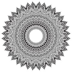 Vector ornamental round lace with damask and arabesque elements. Mehndi style. Orient traditional ornament. Zentangle-like round colored floral ornament.