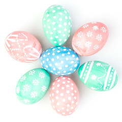 Easter eggs on white background