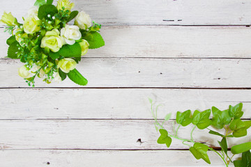 flowers on wooden background