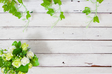 flowers on wooden background
