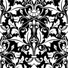 Obraz premium Vector damask seamless pattern element. Classical luxury old fashioned damask ornament, royal victorian seamless texture for wallpapers, textile, wrapping. Exquisite floral baroque template.