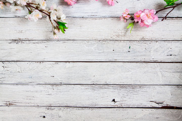 flowers on wooden background