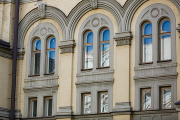 Fototapeta premium Facade of a building with windows. The building is constructed 1850-1890