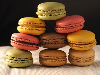 Macarons colorful sweet candy. Nice atmosphere, pastel colors, vintage card.