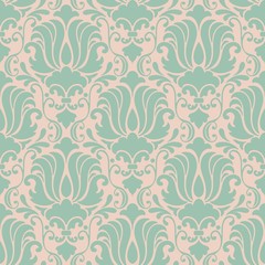 Vector damask seamless pattern background. Classical luxury old fashioned damask ornament, royal victorian seamless texture for wallpapers, textile, wrapping. Exquisite floral baroque template.