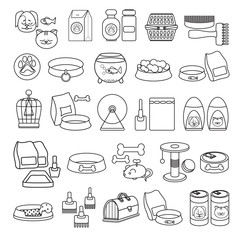 Vector set of hand drawn black line icon.