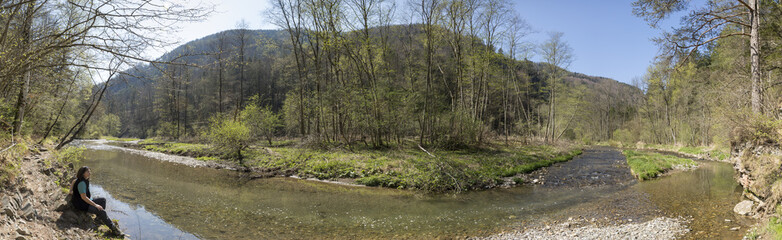 Panorama Frau in der Raabklamm, Raab, Steiermark, &Ouml;sterreich