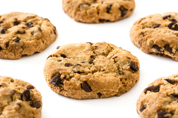 Chocolate chip cookies isolated on white background

