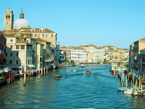 Venice with canal and boat