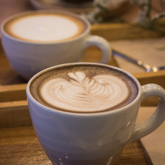 Mocha coffee on the wood table