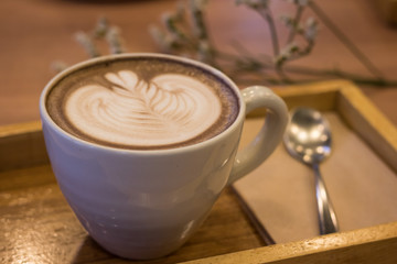 Mocha coffee on the wood table