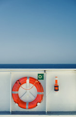 Lifebelt on the deck of a ship