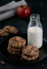 Milk and homemade whole grain cookies