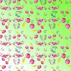 Watercolor cherry drawing