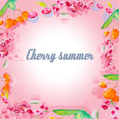 Watercolor cherry drawing