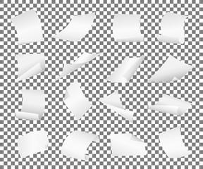 Blank paper sheets falling down. Illustration on grey background.