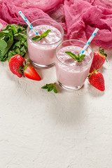 Strawberry smoothie in glasses