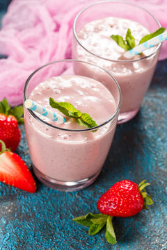 Strawberry smoothie in glasses
