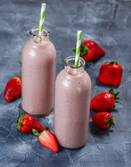 Strawberry smoothie in glasses