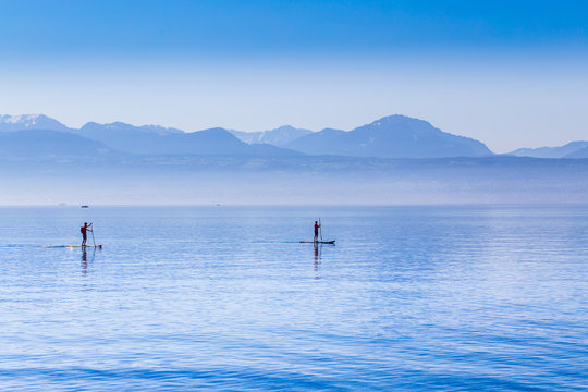 Stand up paddle sur le lac L&eacute;man