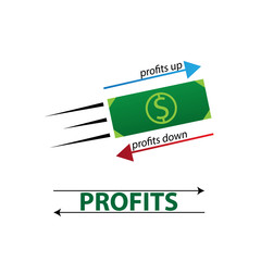 growth and declining chart showing improvement and losses of profit with arrow. vector illustration