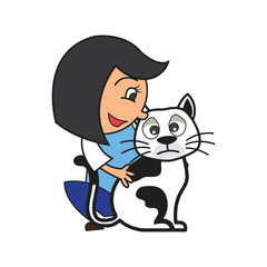 animal care concept, love, caring and affection to the animal. cartoon. vector illustration