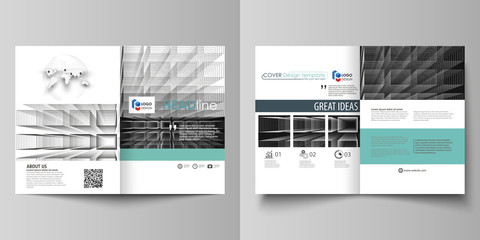 Business templates for bi fold brochure, magazine, flyer, booklet or report. Cover design template, vector layout in A4 size. Infinity background, rectangles forming illusion of depth and perspective.