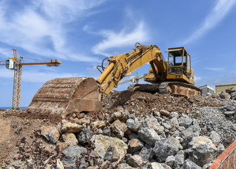 Fototapeta premium Excavator does the work