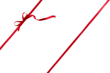 Silk red ribbon isolated on white
