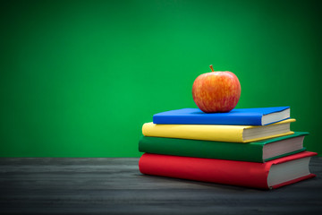 Red apple with books in Education Concept