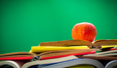 Red apple with books in Education Concept