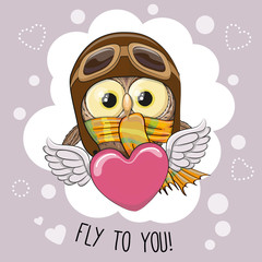 Cute cartoon Owl in a pilot hat
