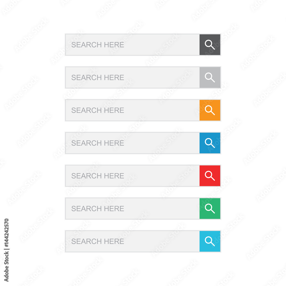 Poster search bar field. set vector interface elements with search button. flat vector illustration on isol