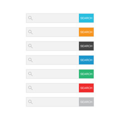 Search bar field. Set vector interface elements with search button. Flat vector illustration on isolated background.