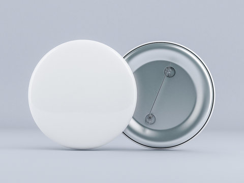 Blank white button badge mockup 3d rendering
