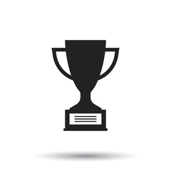 Trophy cup flat vector icon. Simple winner symbol. Black illustration on isolated background.