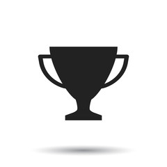 Trophy cup flat vector icon. Simple winner symbol. Black illustration on isolated background.