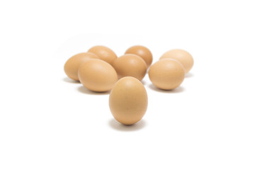 Fresh chicken eggs isolated on white background