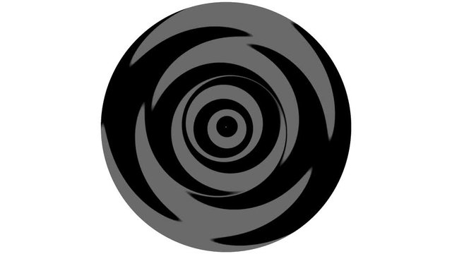 Loop Rotation Yin-Yan. Loop rotation of the circle on which appear rings of black and light gray in the spirit of Yin-Yan.