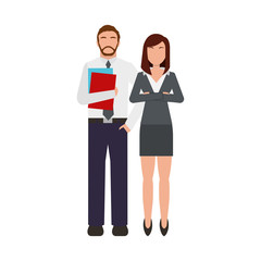 business couple avatars characters icon vector illustration design